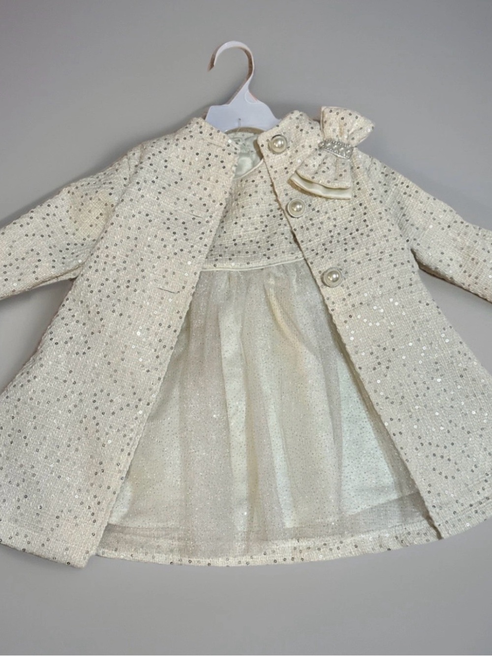 NWT Blueberi Boulevard 2-Piece Sequins Boucle Dress & Coat Set - 2T